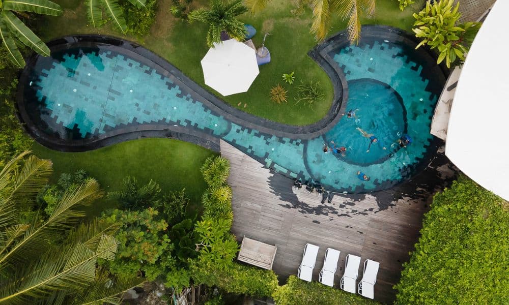 Aerial view of the Pure Dive Resort dive centre