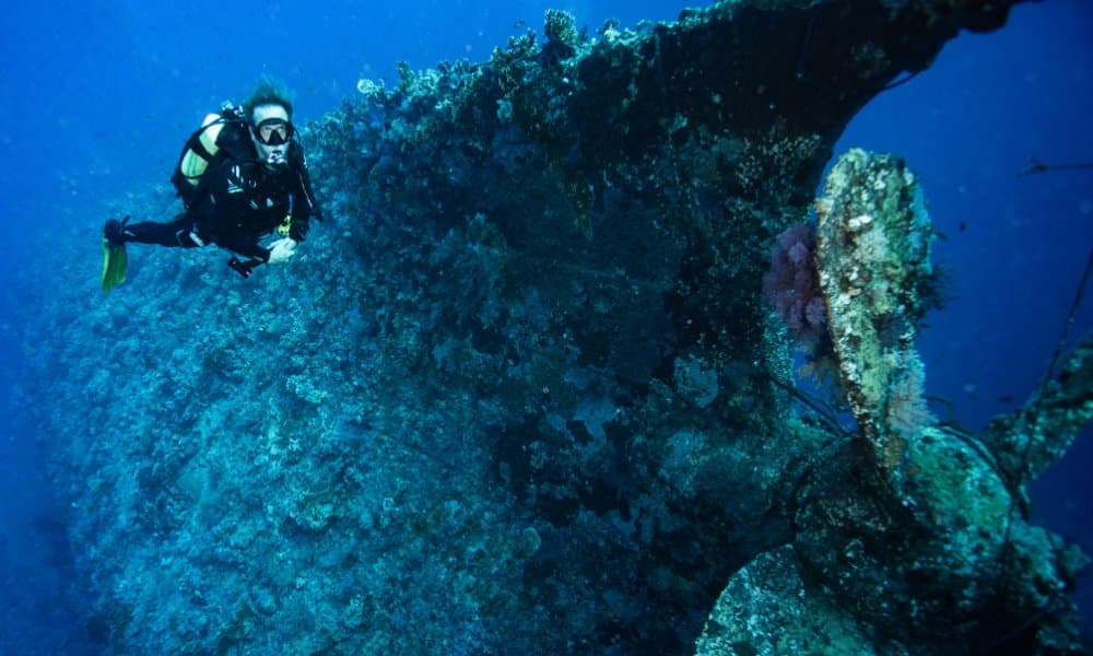 Dunraven wreck, stern by the propeller