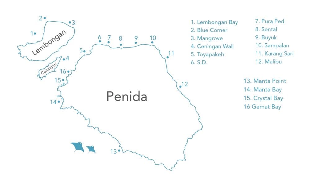 Nusa Penida dive site map