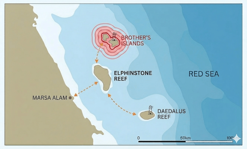 Brothers Islands map