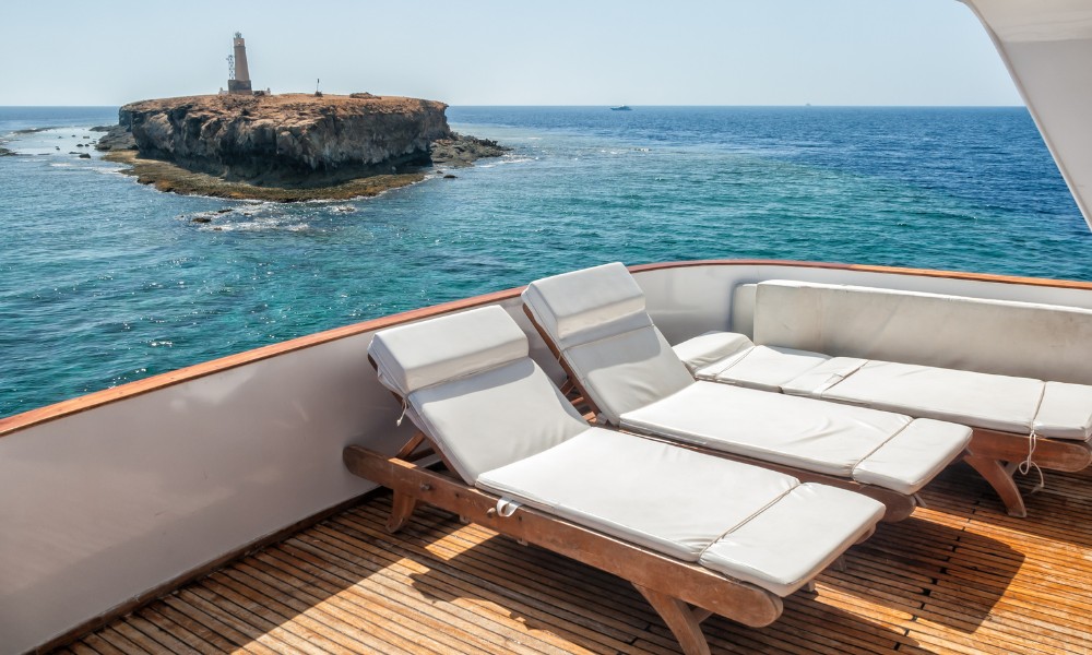 Liveaboard view over big brother island red sea
